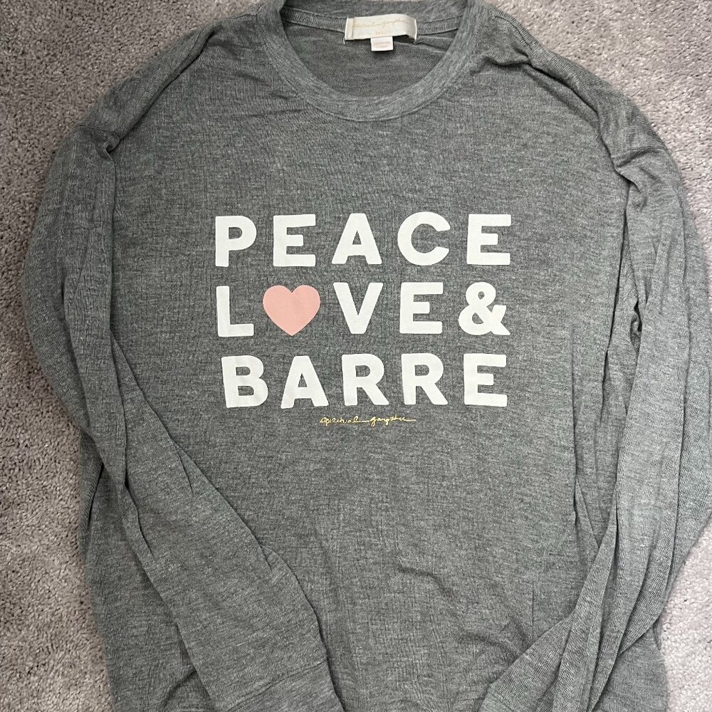 Spiritual Gangster Peace Love Barre Crewneck Sweatshirt Gray Small